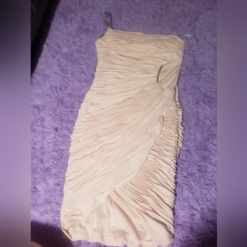 JS Collections One Shoulder Dress in Cream